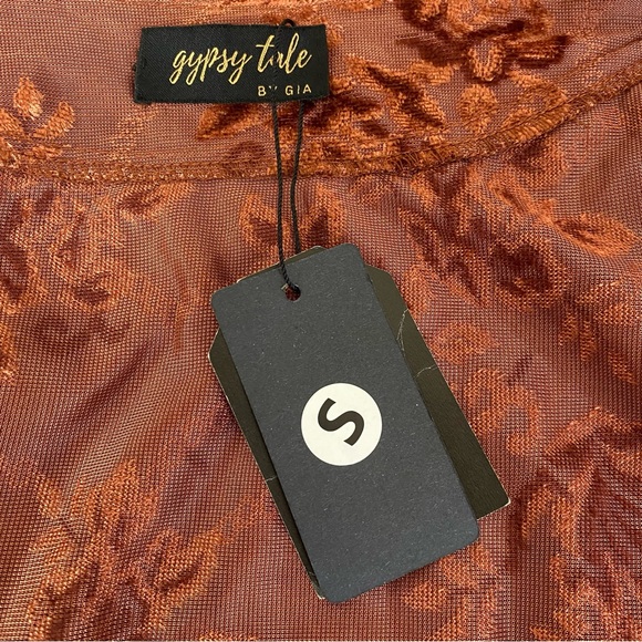 NWT Gypsy Tale By Gia Rust Velvet Burnout Long Kimono/Duster Size S - Picture 5 of 7